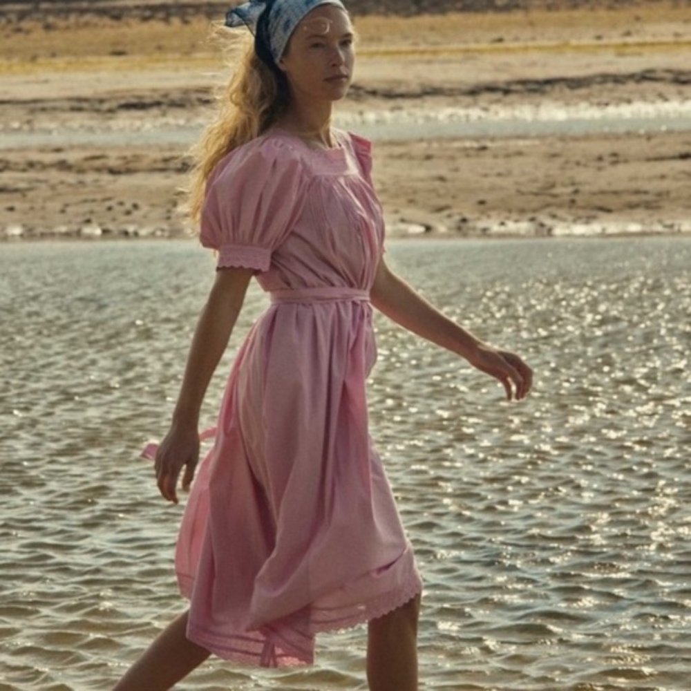 DOEN Mignonette Women's Button Down Dress in Rose Bloom Pink Size Small